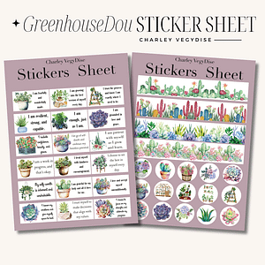 Greenhouse and Succulent Whimsy Dou Sticker Sheets for Planners