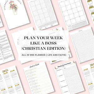 The digital version of the Crowned in Grace All-in-One Planner on a tablet, perfect for paperless faith-based organization.