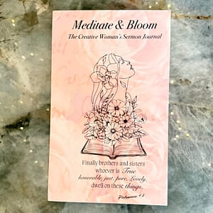 Meditation and Bloom pink paperback sermon coloring notebook 5.5x8.5 inches cover